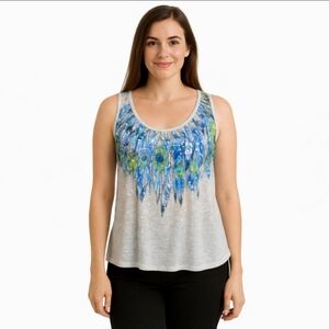Cato's Paillette Peacock Summer Plus Size Tank Sz 22/24